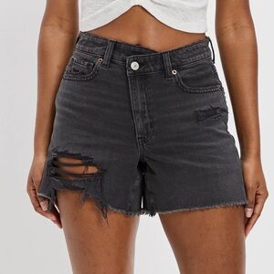 American Eagle Highest Rise Baggy Short Black Size 10 NEW
